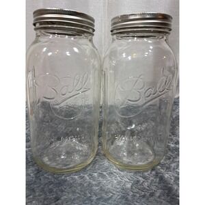 Ball Wide Mouth Mason Jars 64oz Half Gallon Clear Glass with Lids Set of 2